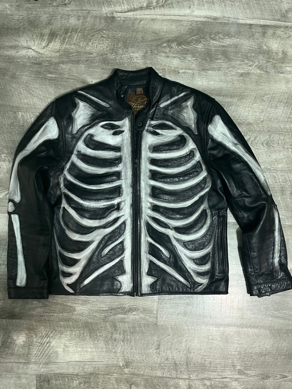 Skeleton leather jacket men’s Sz small